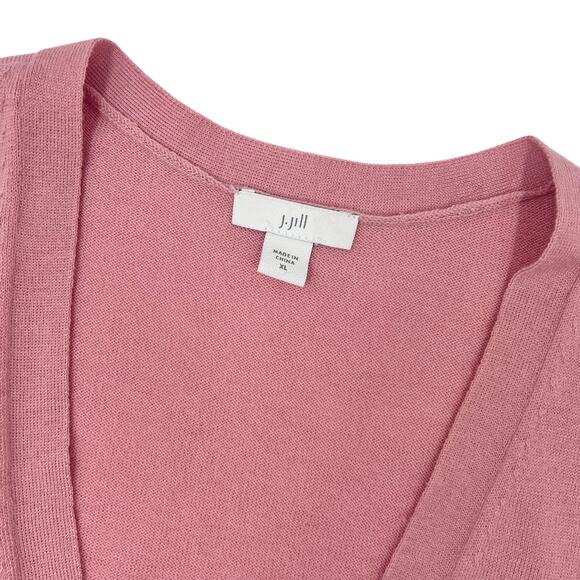 J. Jill Womens Pink Wool Blend Soft Knit Coastal Sweater Cardigan Sz XL - Picture 9 of 13